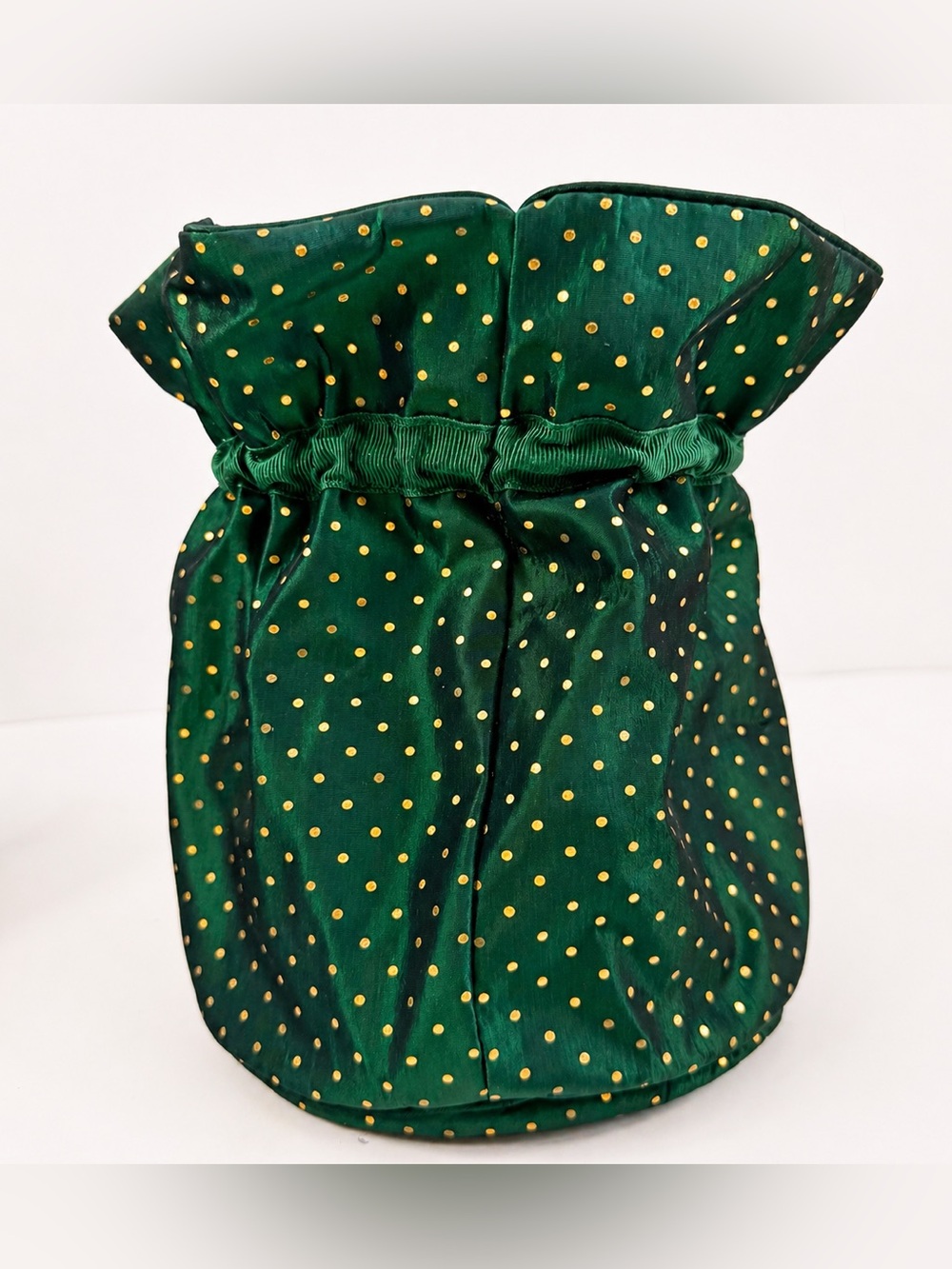 Vintage Dior Cosmetic Bag Set Green Gold Polka Dot NOS - Picture 3 of 16